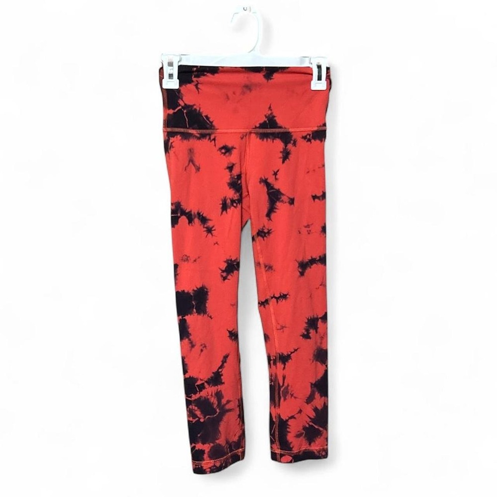 Lululemon Wunder Train High-Rise Leggings Tie Dye Carnation Red Black pattern- S